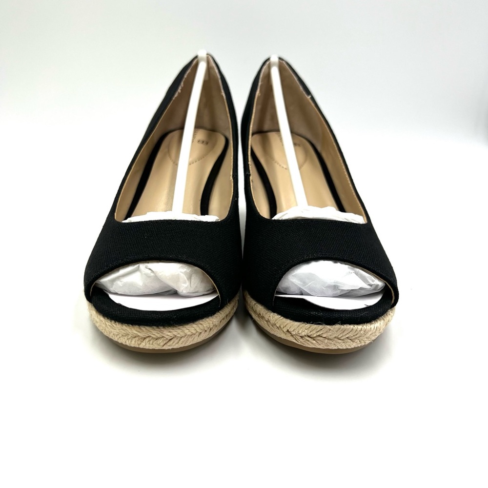 Bandolino Size 6 Nuri Black Fabric Espadrilles Open Toe Wedges Sandals Shoes - Picture 3 of 12